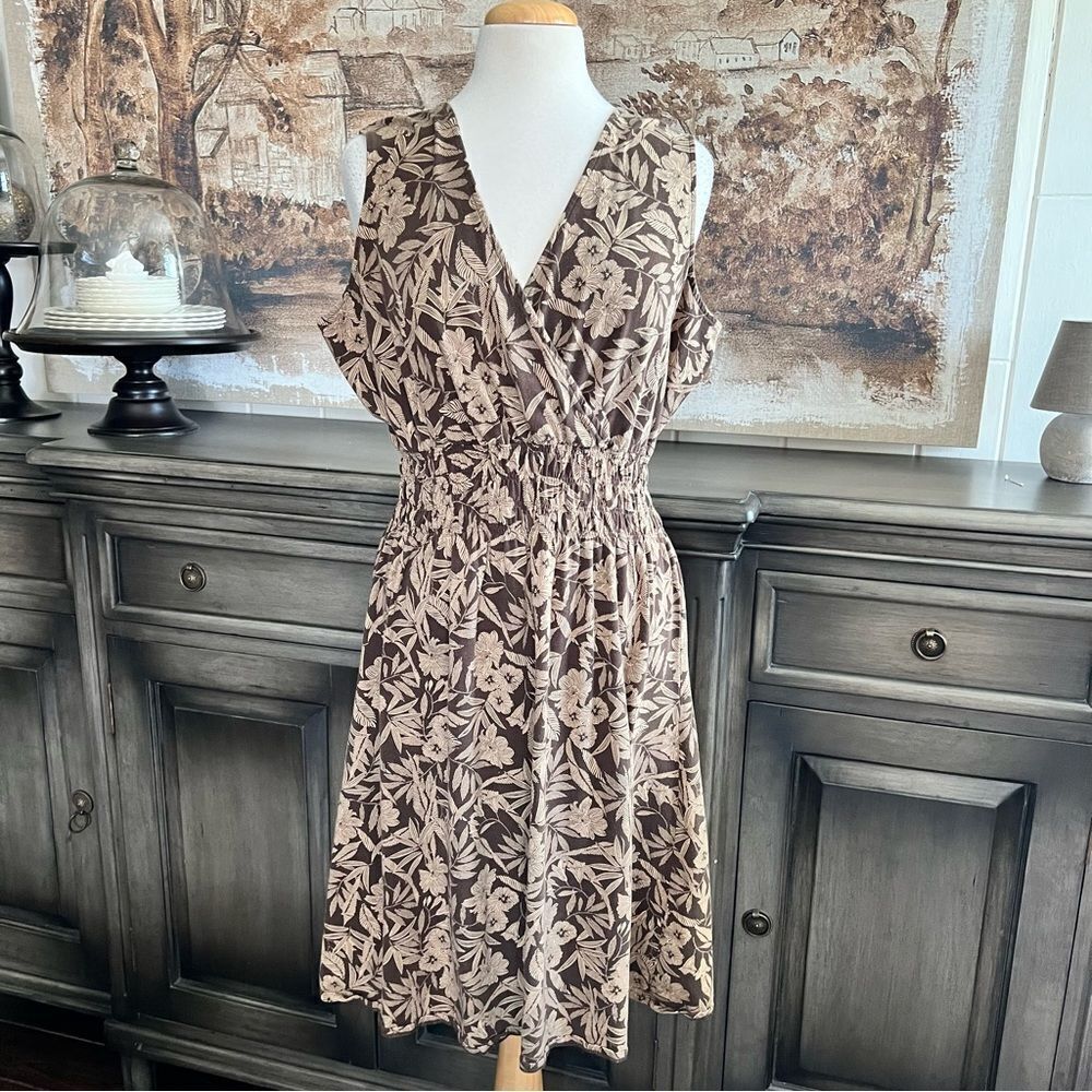 Vintage Eddie Bauer Brown and Tan Sundress Midi size LP